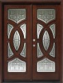 Solid Wood Mahogany Front Unit Pre-hung & Finished, a pair of 30" Double Door Circular Deluxe, DMH7588-GL18